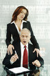 Businesswoman seducing her colleague.