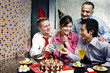 Woman celebrating birthday with her friends.