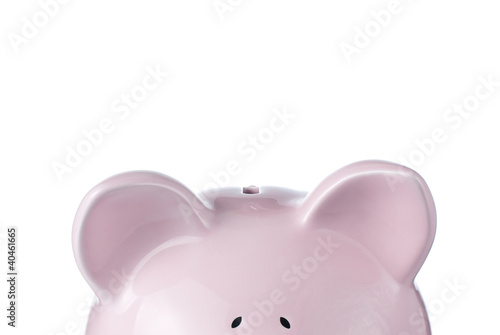 Photo: pink piggy bank on white background, Saving pink piggy bank on white background, Saving
