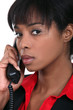 portrait of black businesswoman on the phone