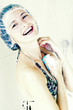 Woman taking shower.