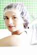 Woman taking a bath in the bathtub.