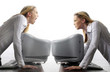 Two businesswomen in bad mood.