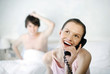 Woman having fun talking on the phone.