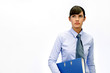 Businesswoman holding a document.