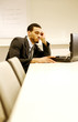 Businessman looking bored.
