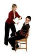 Teacher forcing her student to study.