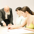 Photo: Students getting advice from their lecturer. Students getting advice from their lecturer.