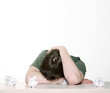 Frustrated boy sleeping.