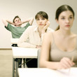 Man not paying attention in class.