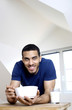 Man having breakfast.
