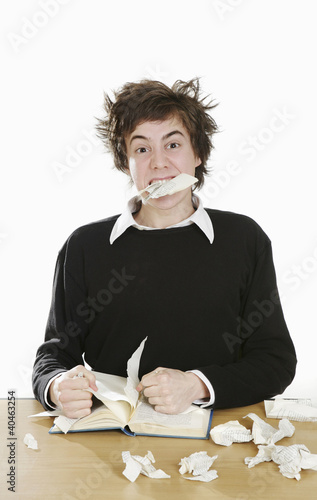 Photo: Stressed out boy. Stressed out boy.