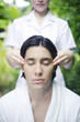 Man enjoying a head massage