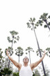 Photo: Man with his eyes closed and arms raised Man with his eyes closed and arms raised