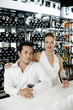 Couple posing at bar counter