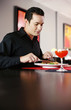 Man enjoying his meal in a restaurant