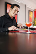 Man enjoying his meal in a restaurant