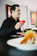 Man enjoying his meal in a restaurant
