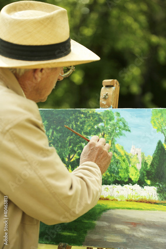 Photo: Senior man drawing Senior man drawing