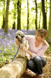 Woman playing with her dog