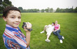 Boy recording images of young couple