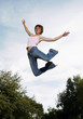 Girl leaping in the air