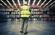 Man looking at warehouse goods