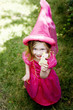 Girl in a pink princess costume
