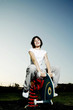 Girl sitting on a playground equipment