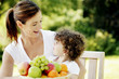 Mother talking to her daughter