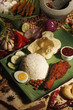 Nasi lemak with fried chicken