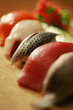 Sushi on a wooden tray