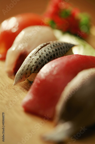 Photo: Sushi on a wooden tray Sushi on a wooden tray