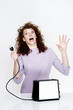 Woman getting an electric shock