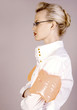 Businesswoman wearing water wings