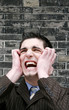 Frustrated businessman screaming