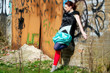 Pretty young female outdoors urban scene