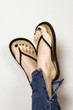 Woman in slippers, close-up