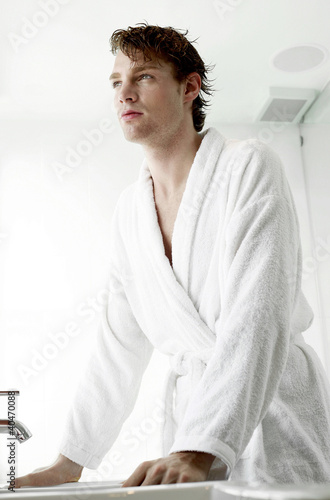 Photo: A guy in bath robe A guy in bath robe