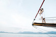 Couple cruising on a yacht