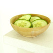 A bowl of sliced cucumbers