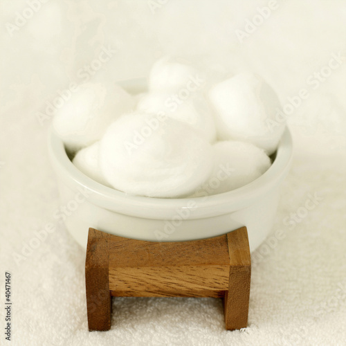 Photo: A container of cotton balls A container of cotton balls