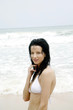 Woman in bikini posing on the beach