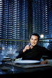 Man enjoying a glass of alcoholic beverage in the restaurant