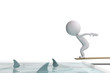 3d human jumps in a swimming pool with sharks 3d human jumps in a swimming pool with sharks