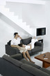 Couple resting in living room