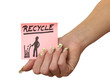 Foto: Note in Woman Hand Recycle Note in Woman Hand Recycle