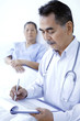 Doctor and patient in ward