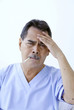 Elderly man having a fever