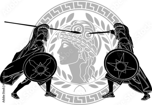 Vector: trojan war. stencil trojan war. stencil